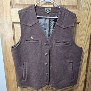 Wyoming Traders Men Medium Brown 100% Virgin Wool Cowboy Ranch Wear Vest Western